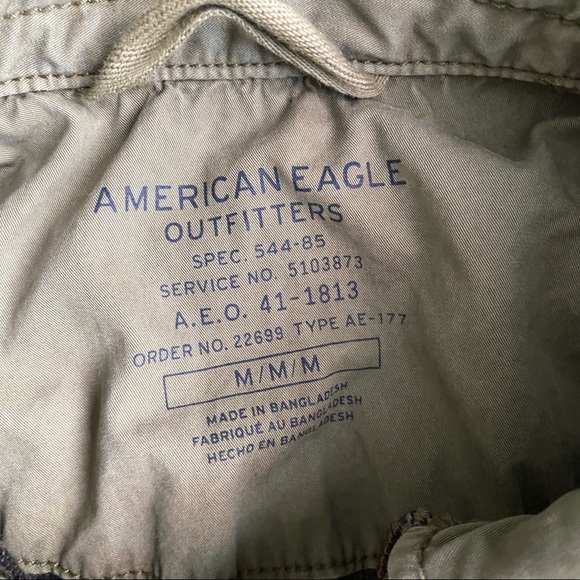 AEO Military Style Field Jacket Mens Medium Olive Green Cotton Blanket Lined - Picture 5 of 9